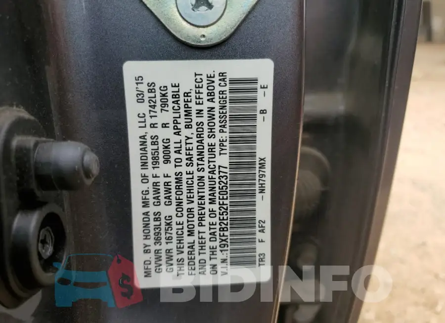 19XFB2E52FE052377 Photo# 13