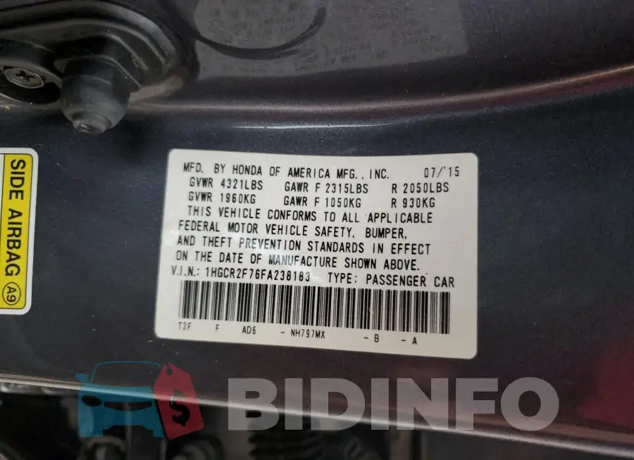 1HGCR2F76FA238183 Photo# 13