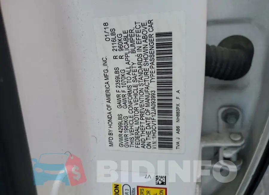 1HGCV1F12JA093993 Photo# 12