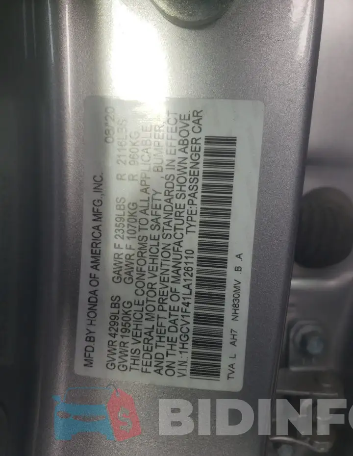 1HGCV1F41LA126110 Photo# 12