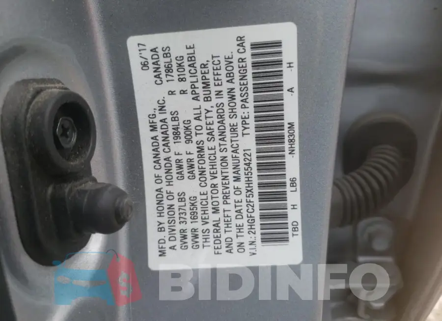 2HGFC2F5XHH554221 Photo# 12