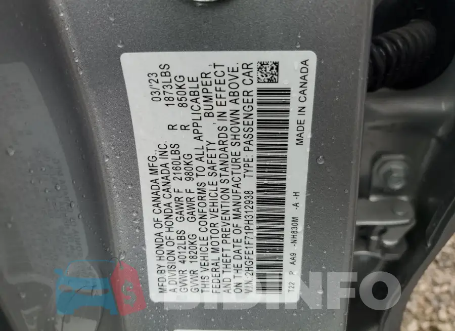 2HGFE1F71PH312938 Photo# 13