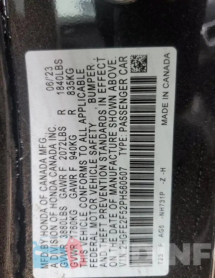 2HGFE2F52PH560507 Photo# 12