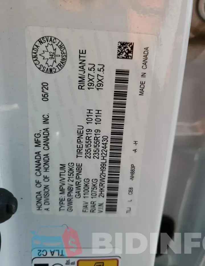 2HKRW2H99LH224430 Photo# 13