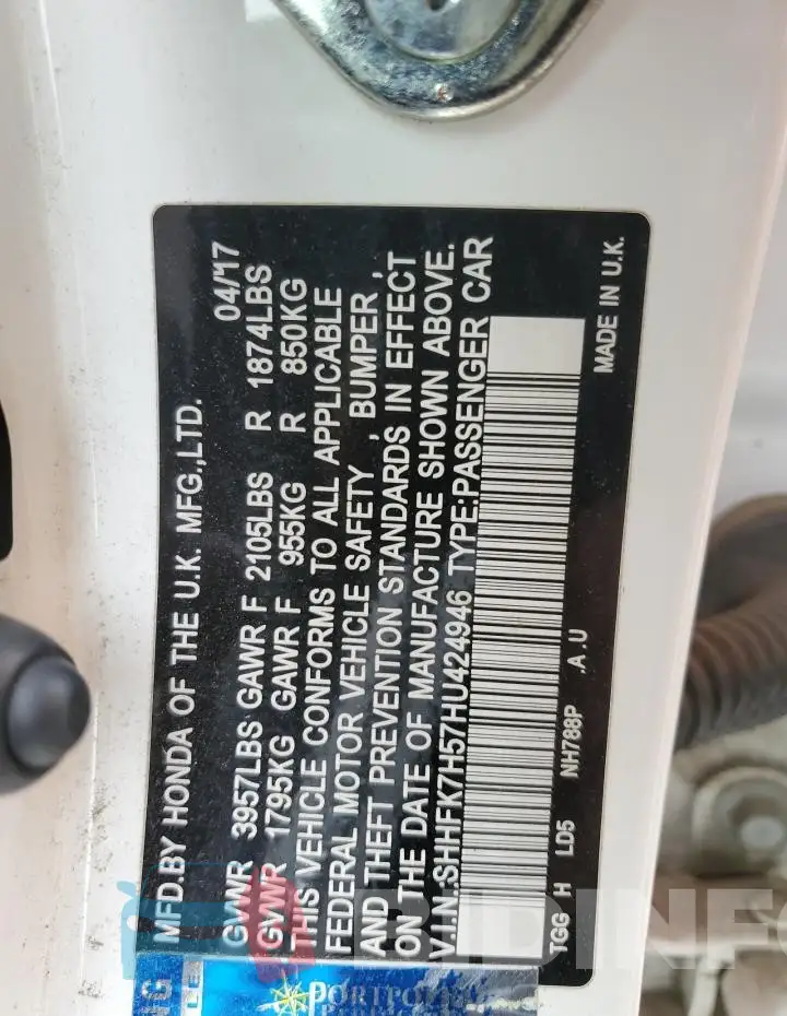SHHFK7H57HU424946 Photo# 12