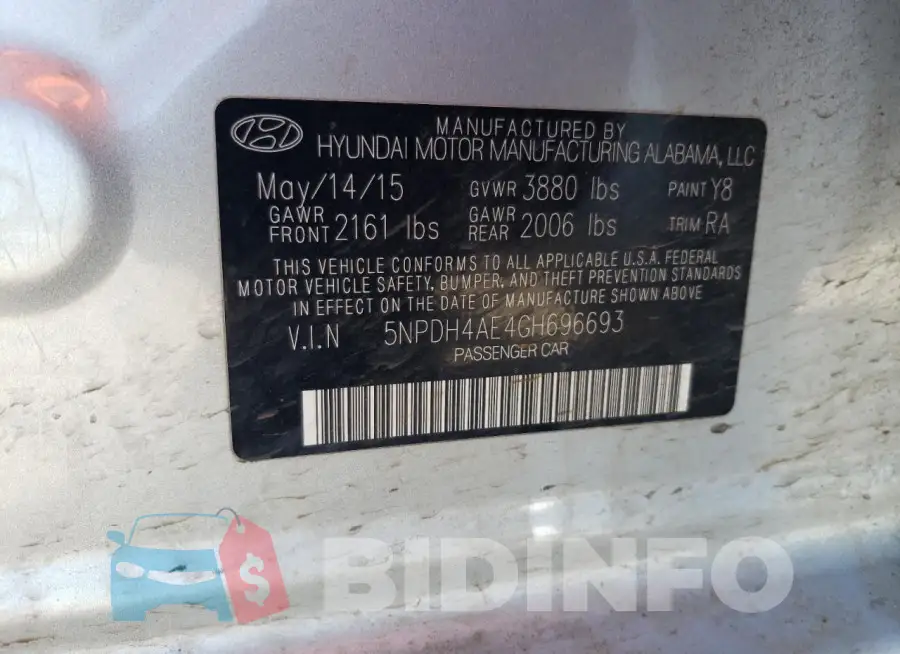5NPDH4AE4GH696693 Photo# 13