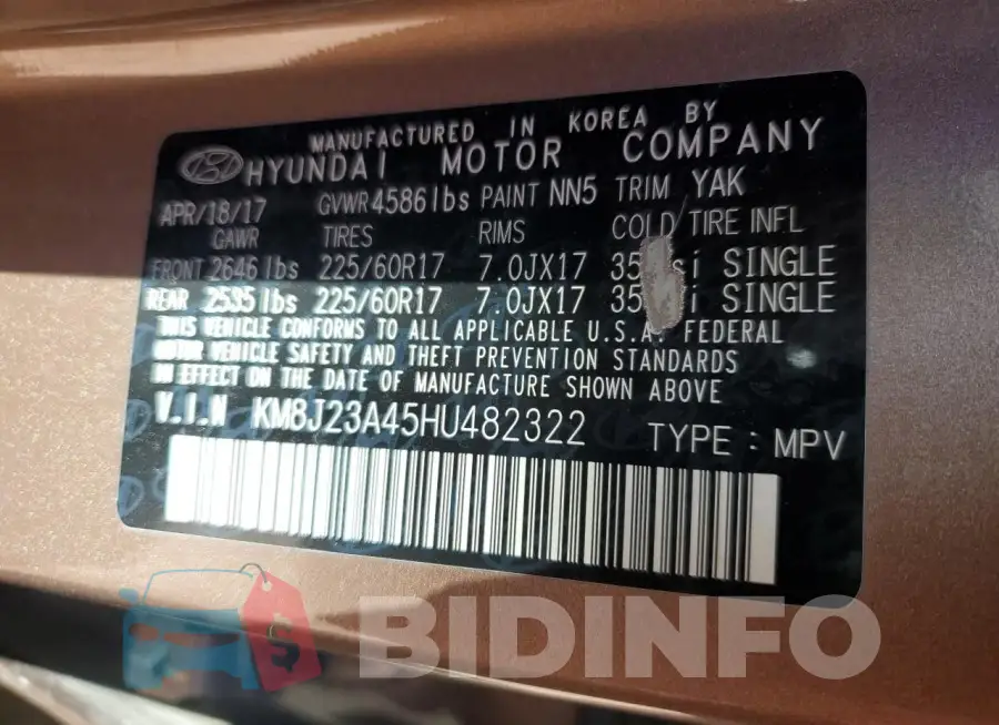 KM8J23A45HU482322 Photo# 12
