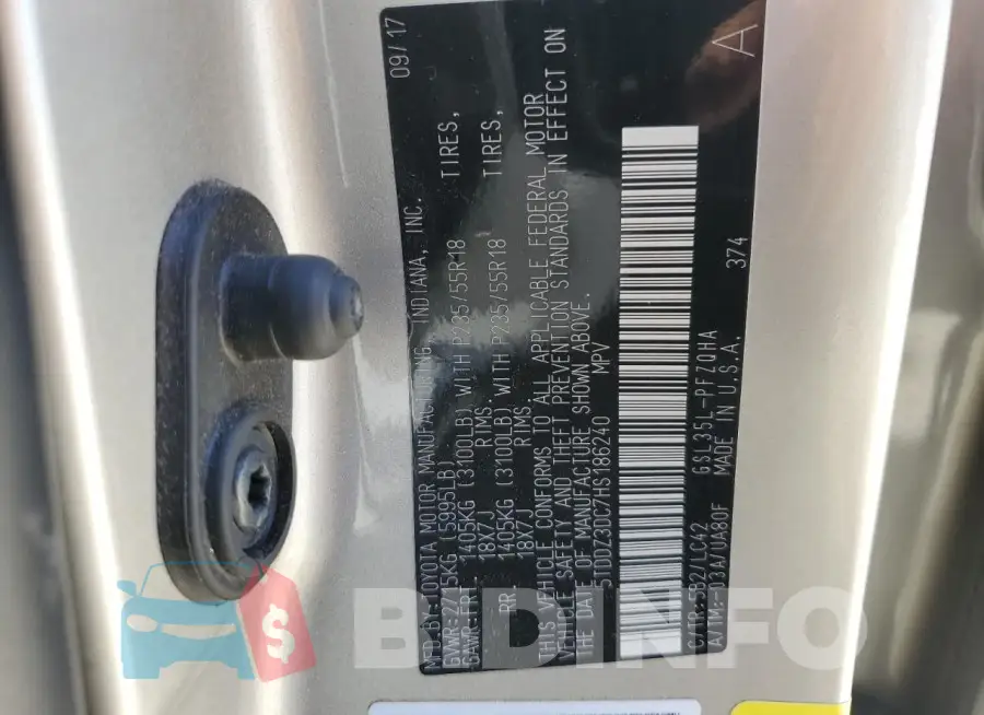 5TDDZ3DC7HS186240 Photo# 13