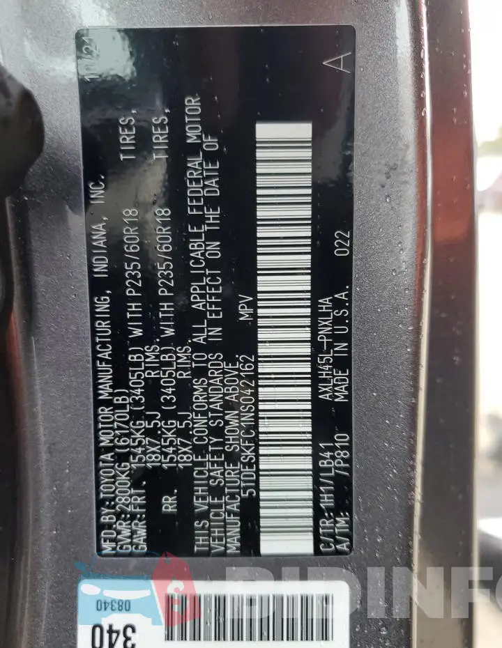 5TDESKFC1NS042162 Photo# 13