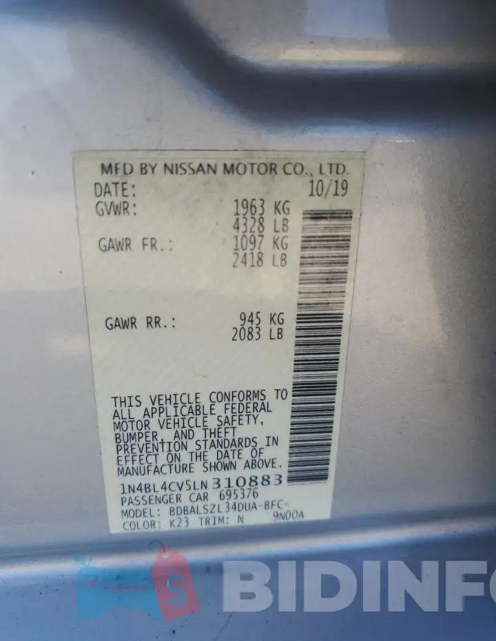 1N4BL4CV5LN310883 Photo# 12
