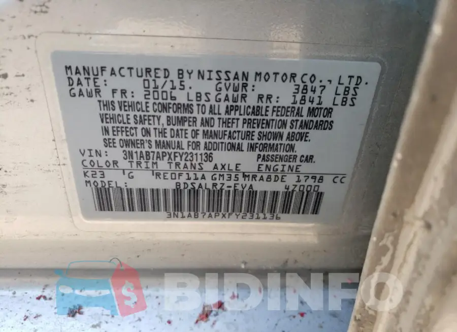 3N1AB7APXFY231136 Photo# 12