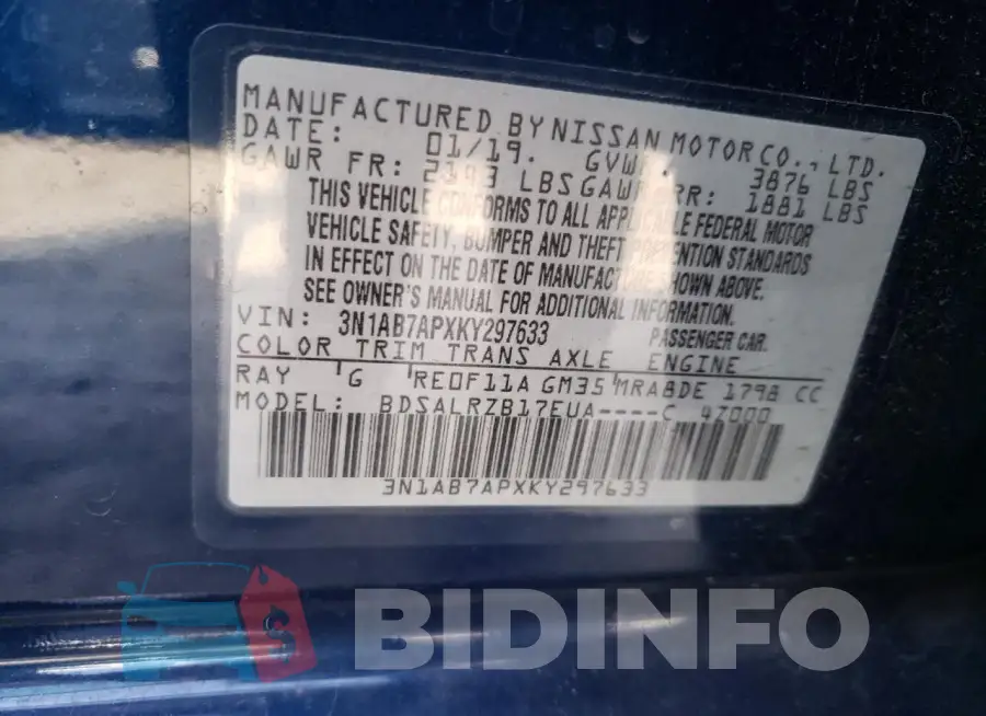 3N1AB7APXKY297633 Photo# 13