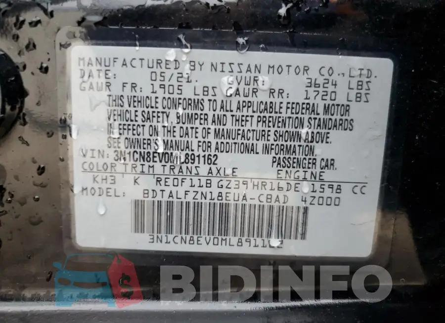 3N1CN8EV0ML891162 Photo# 12