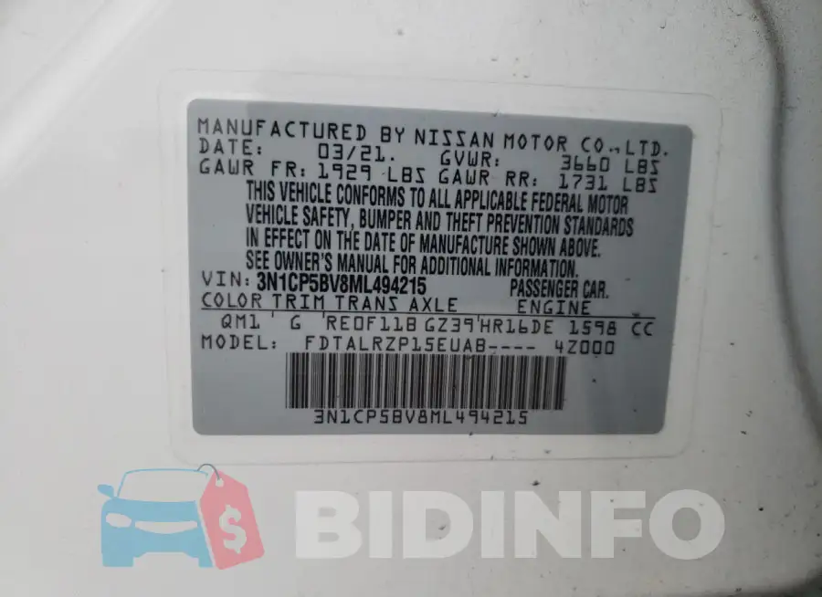 3N1CP5BV8ML494215 Photo# 13