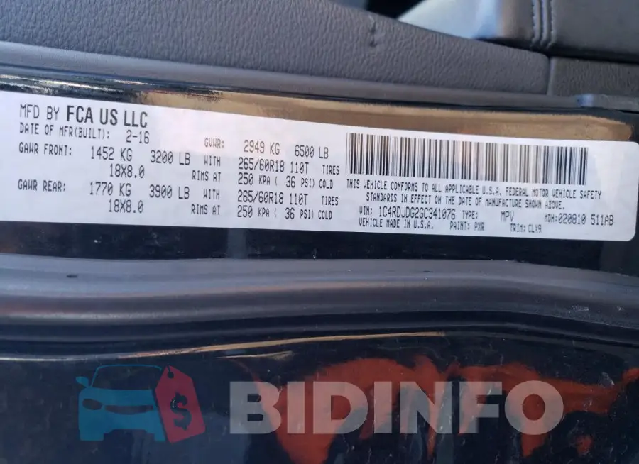 1C4RDJDG2GC341076 Photo# 14