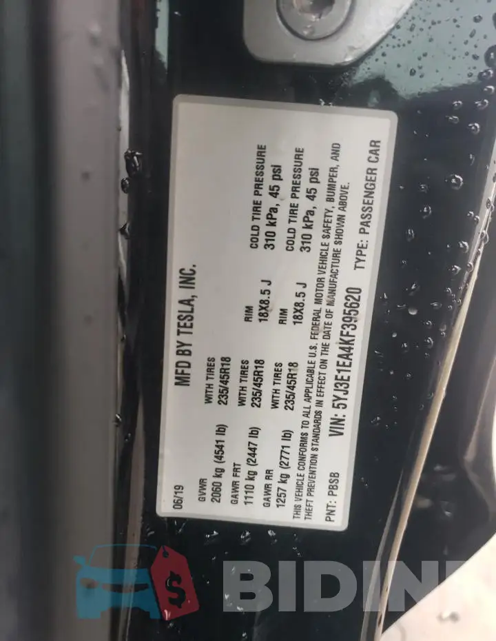 5YJ3E1EA4KF395620 Photo# 12
