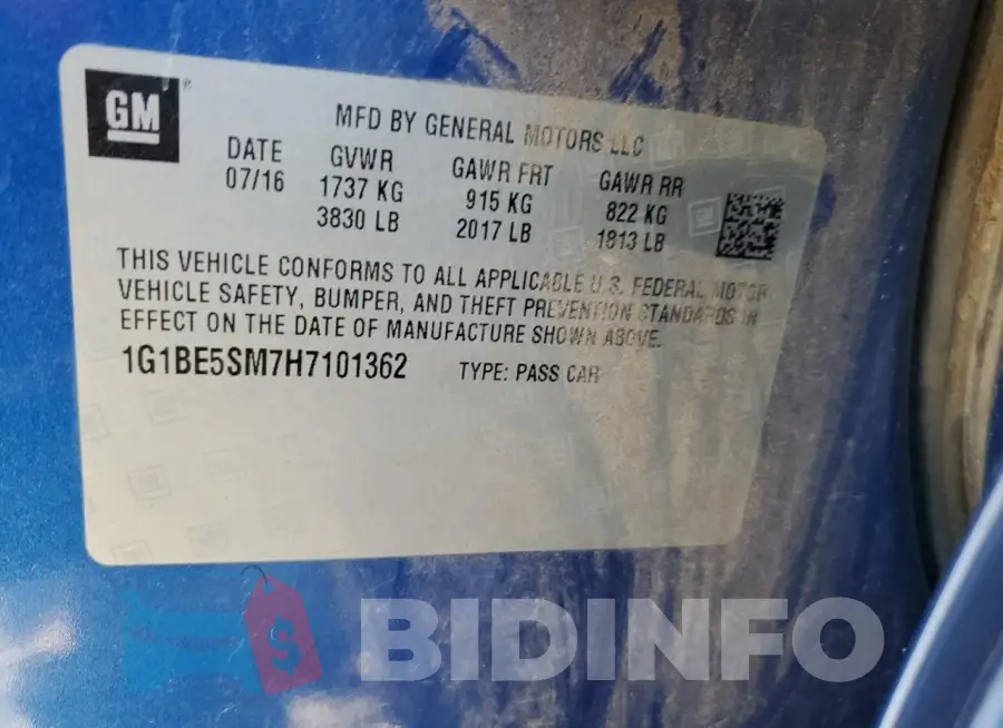 1G1BE5SM7H7101362 Photo# 12
