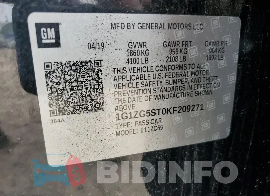 1G1ZG5ST0KF209271 Photo# 12