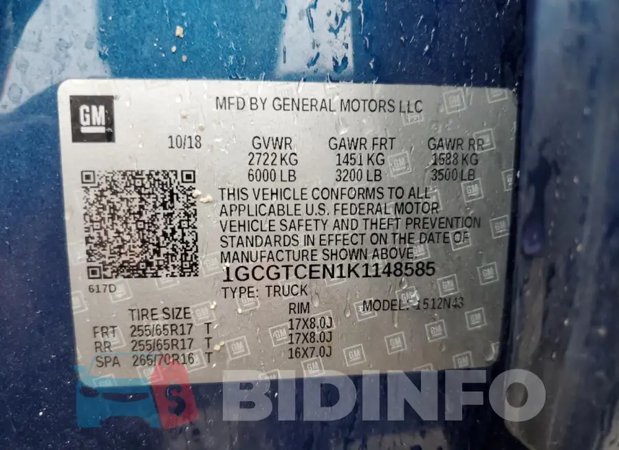 1GCGTCEN1K1148585 Photo# 12