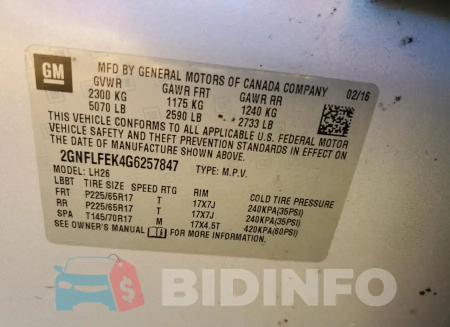 2GNFLFEK4G6257847 Photo# 13