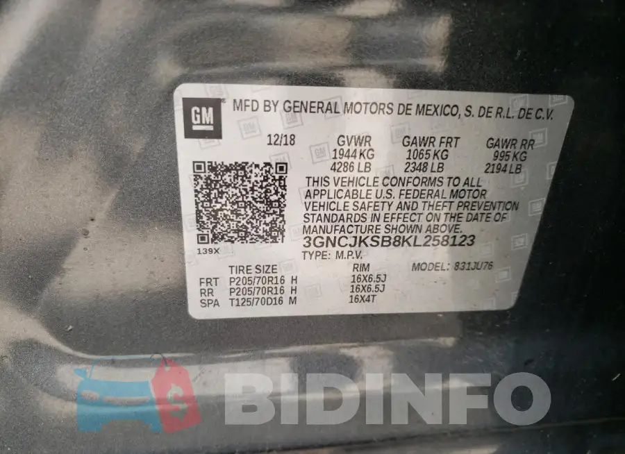 3GNCJKSB8KL258123 Photo# 12