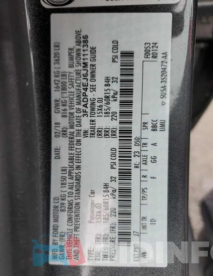 3FADP4EJ6JM111386 Photo# 12