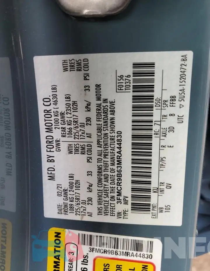 3FMCR9B63MRA44830 Photo# 12