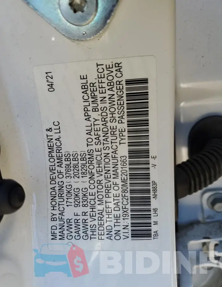 19XFC2F80ME201663 Photo# 12