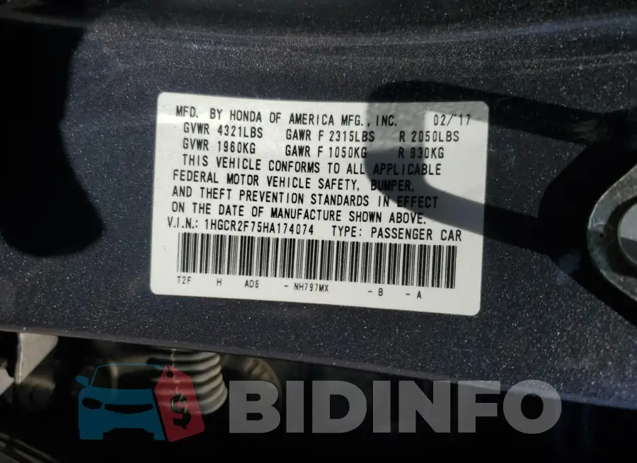 1HGCR2F75HA174074 Photo# 12
