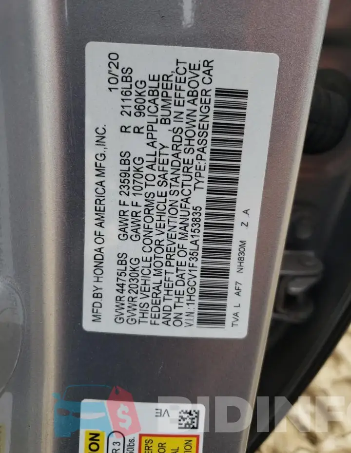 1HGCV1F35LA153835 Photo# 12