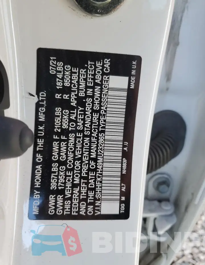 SHHFK7H49MU232865 Photo# 12