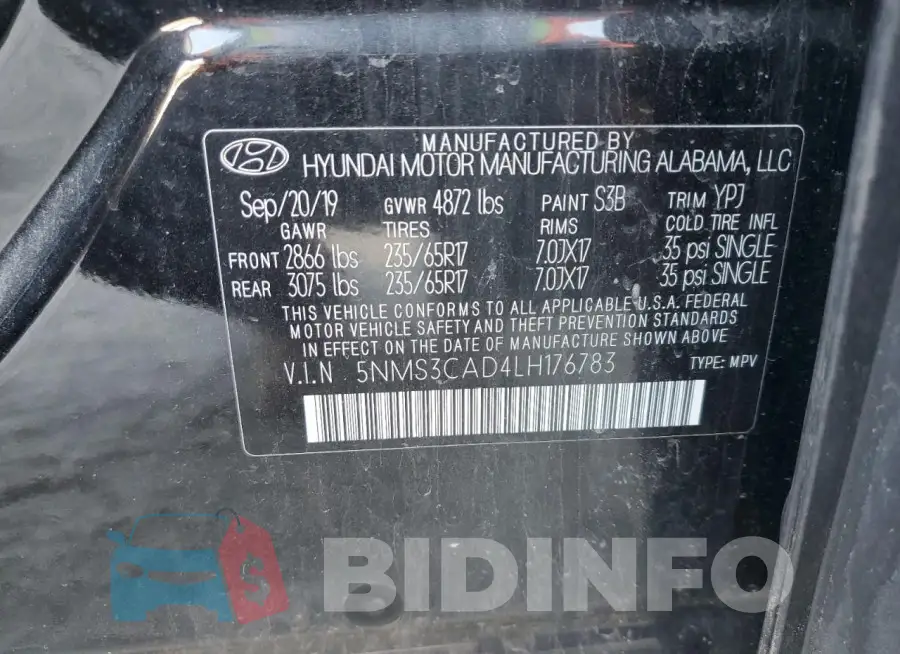 5NMS3CAD4LH176783 Photo# 13