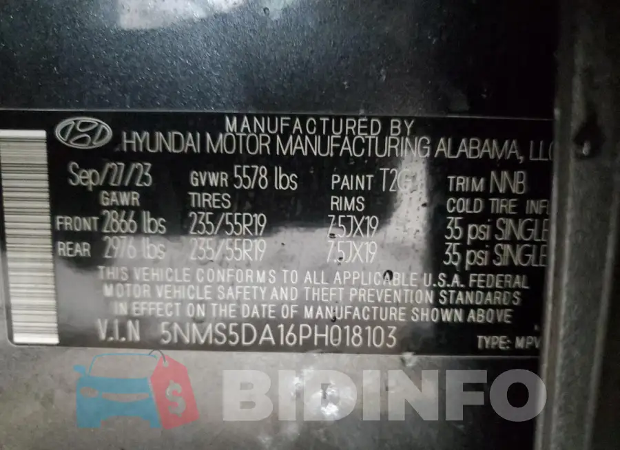 5NMS5DA16PH018103 Photo# 12