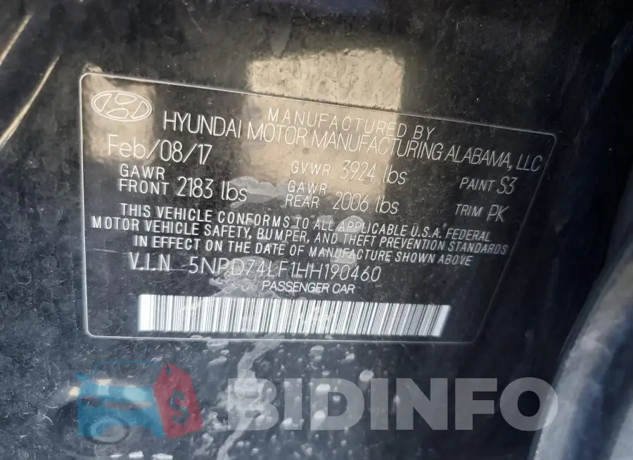 5NPD74LF1HH190460 Photo# 12