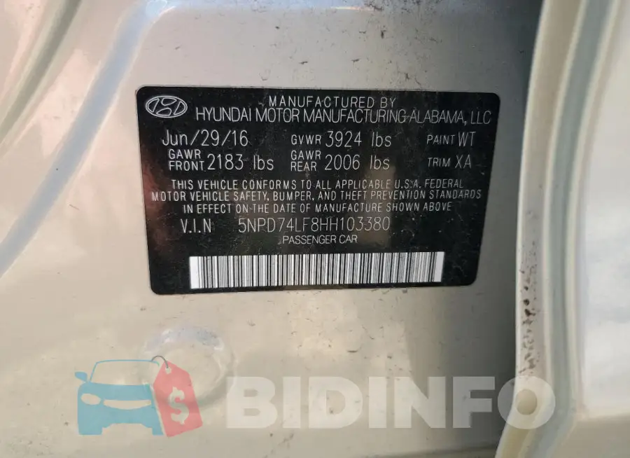 5NPD74LF8HH103380 Photo# 12