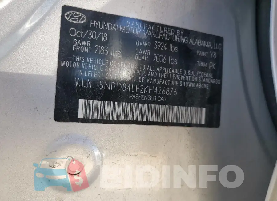 5NPD84LF2KH426876 Photo# 12