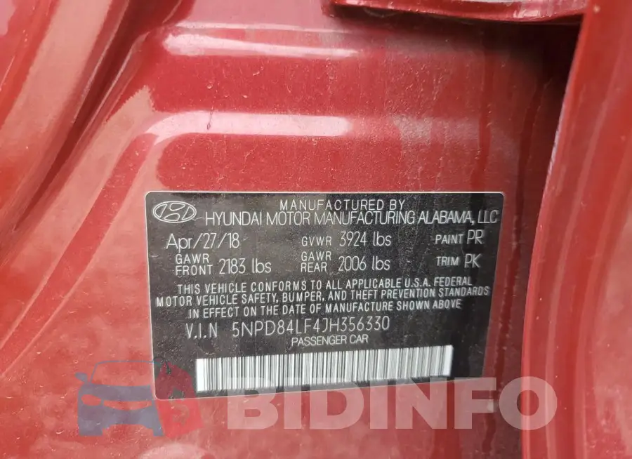 5NPD84LF4JH356330 Photo# 12