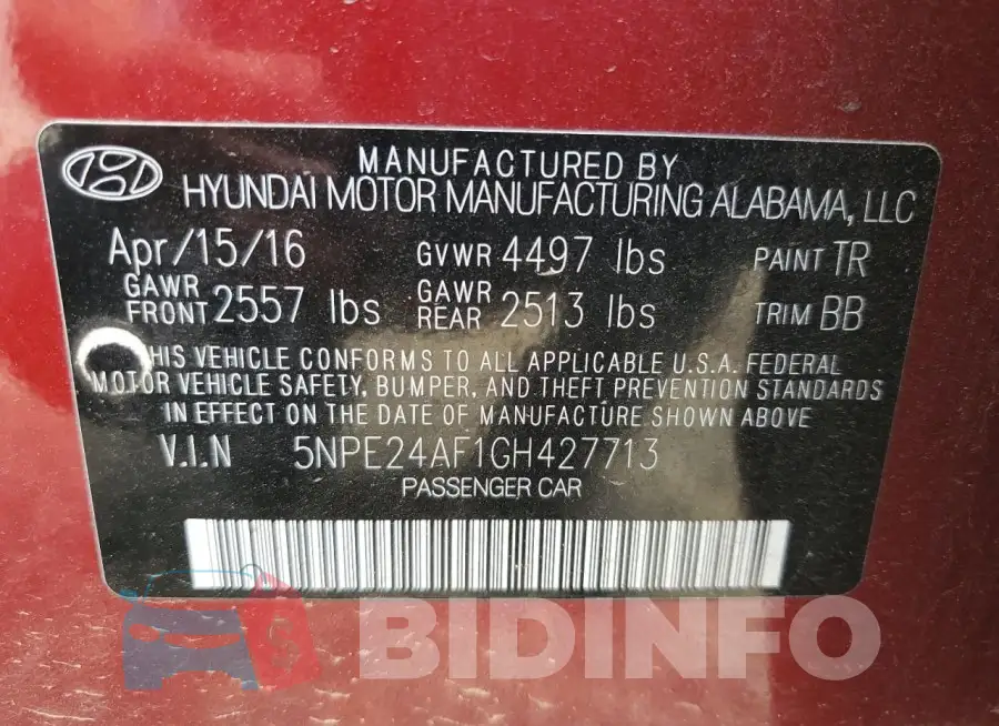 5NPE24AF1GH427713 Photo# 12