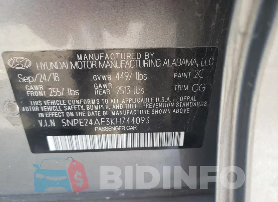 5NPE24AF3KH744093 Photo# 13