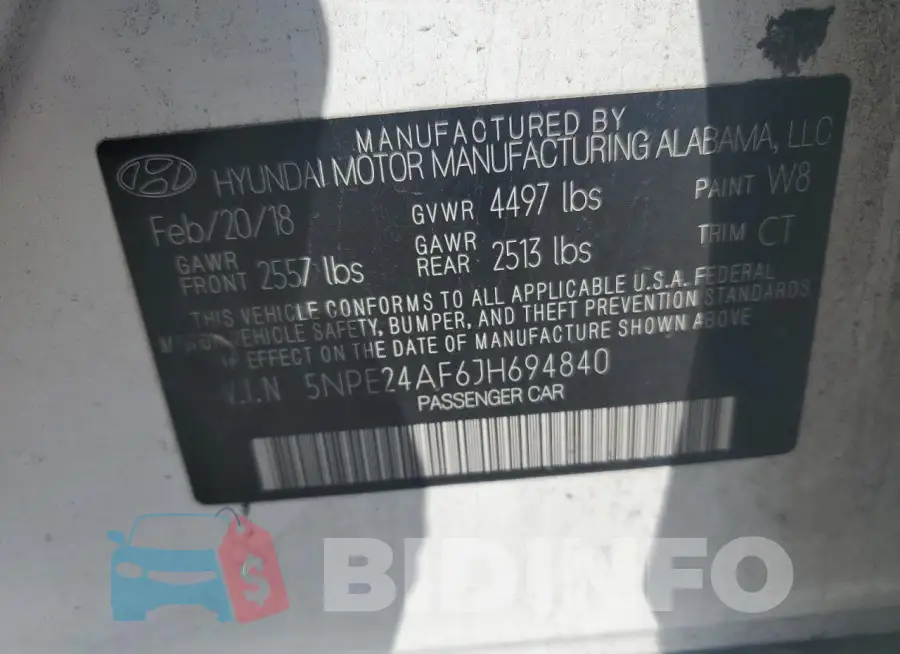 5NPE24AF6JH694840 Photo# 12