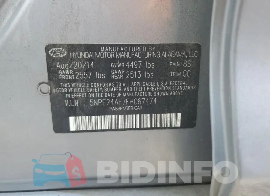 5NPE24AF7FH067474 Photo# 12