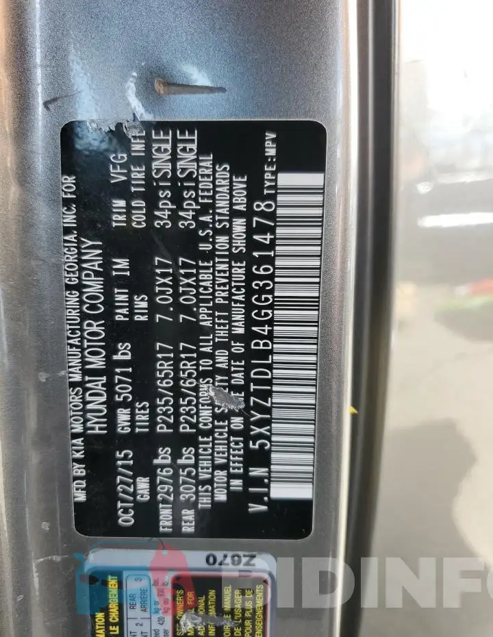 5XYZTDLB4GG361478 Photo# 13