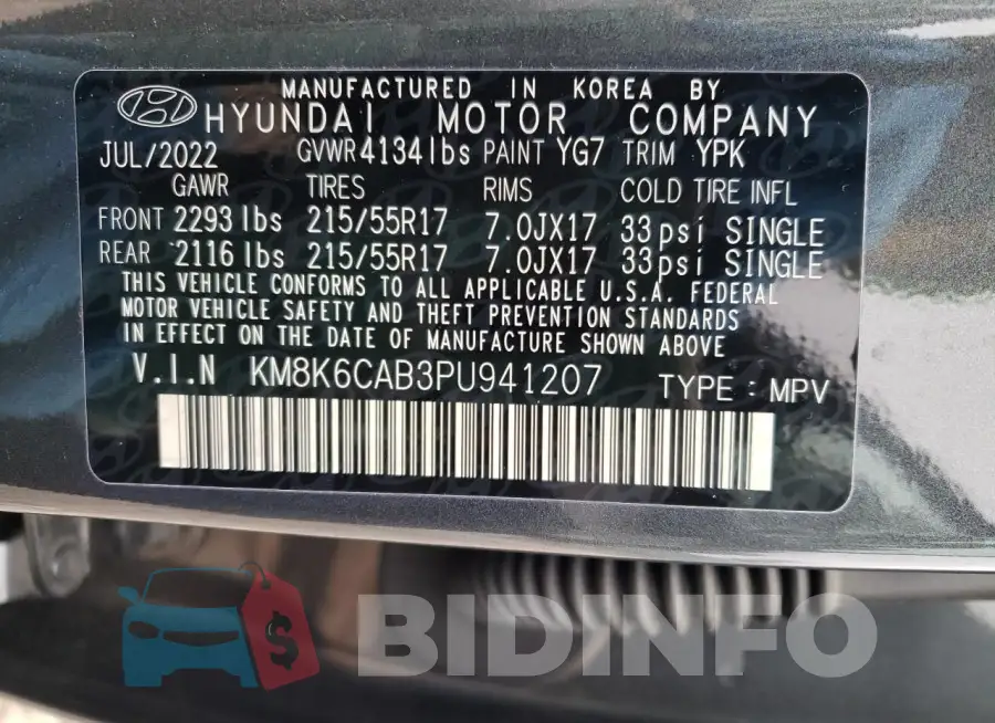KM8K6CAB3PU941207 Photo# 13