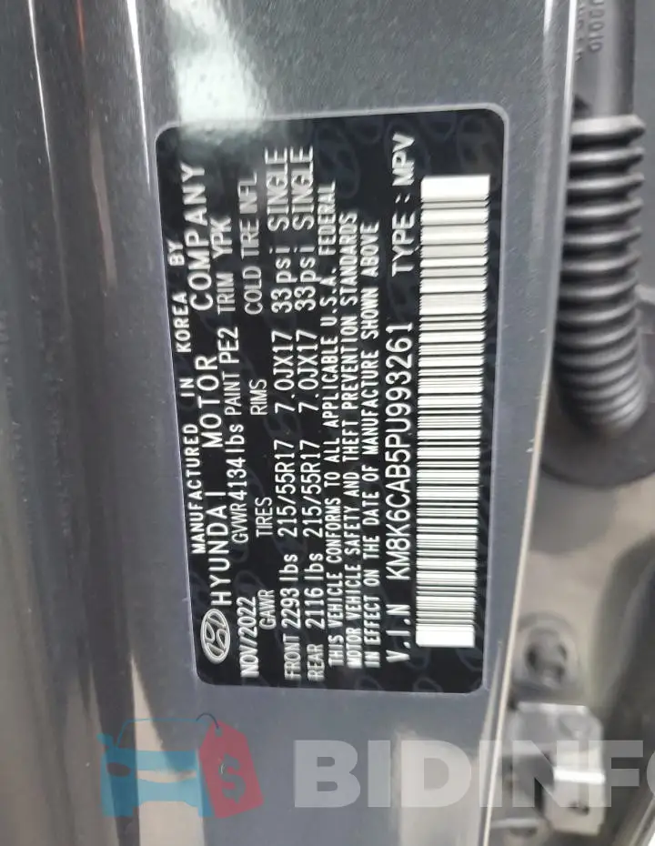 KM8K6CAB5PU993261 Photo# 12
