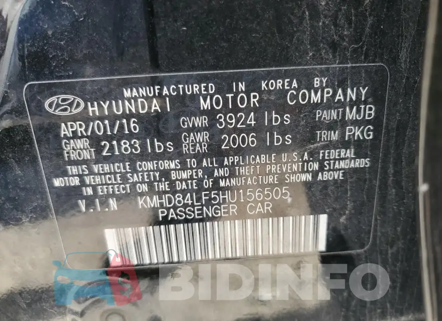 KMHD84LF5HU156505 Photo# 12