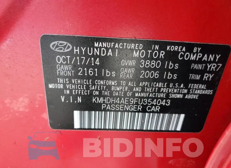 KMHDH4AE9FU354043 Photo# 12