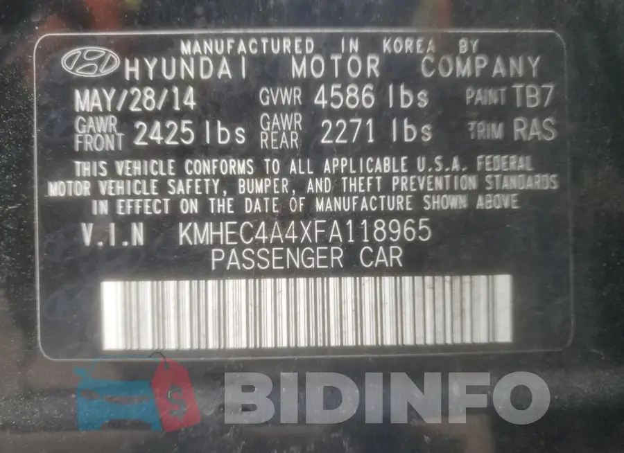 KMHEC4A4XFA118965 Photo# 13