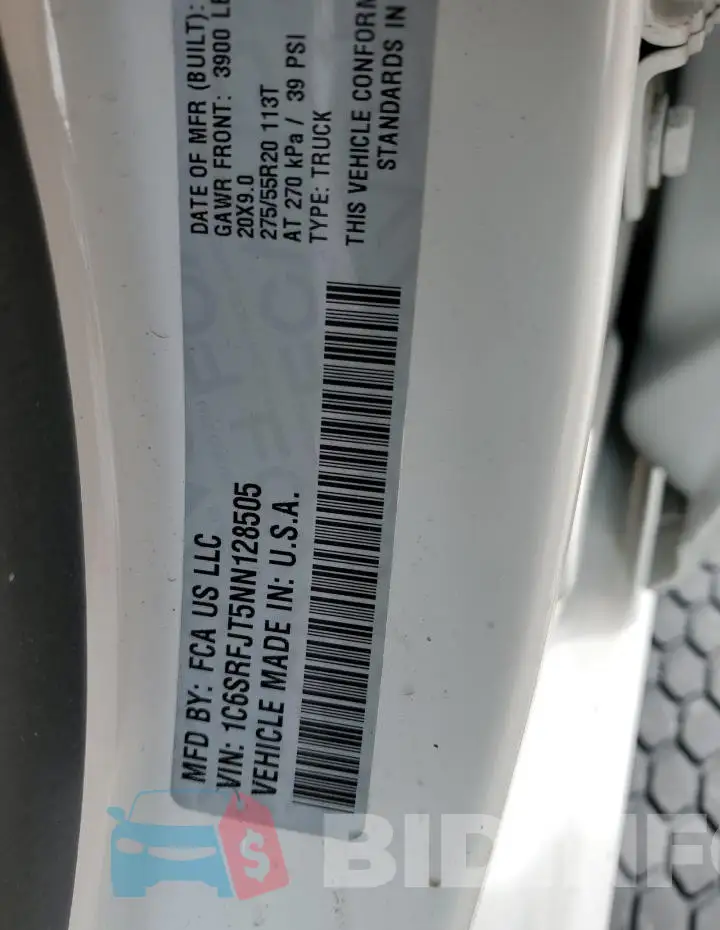 1C6SRFJT5NN128505 Photo# 12