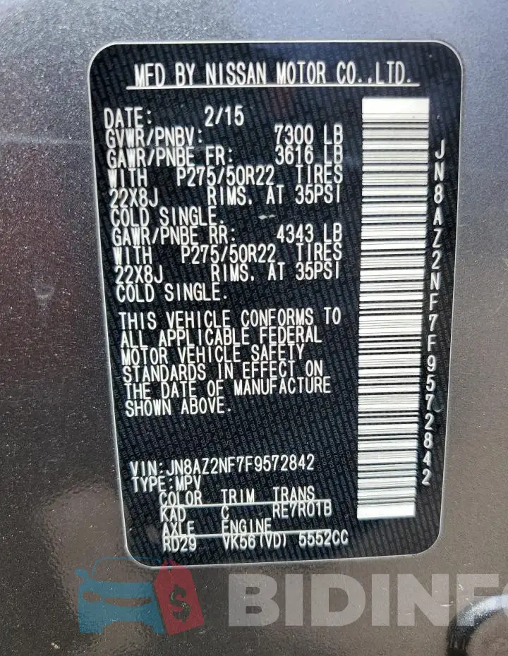 JN8AZ2NF7F9572842 Photo# 13