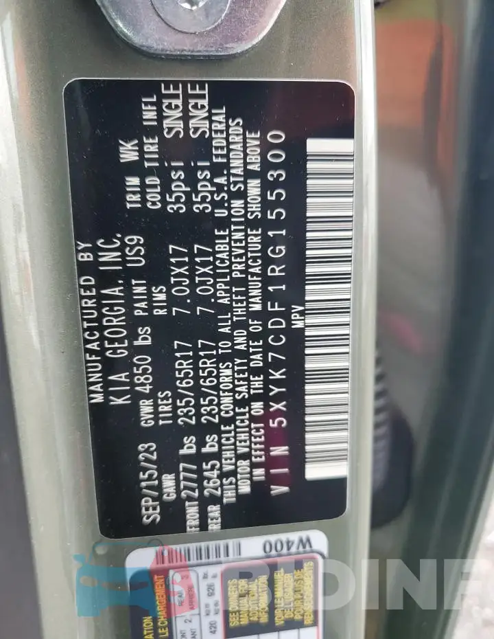 5XYK7CDF1RG155300 Photo# 12